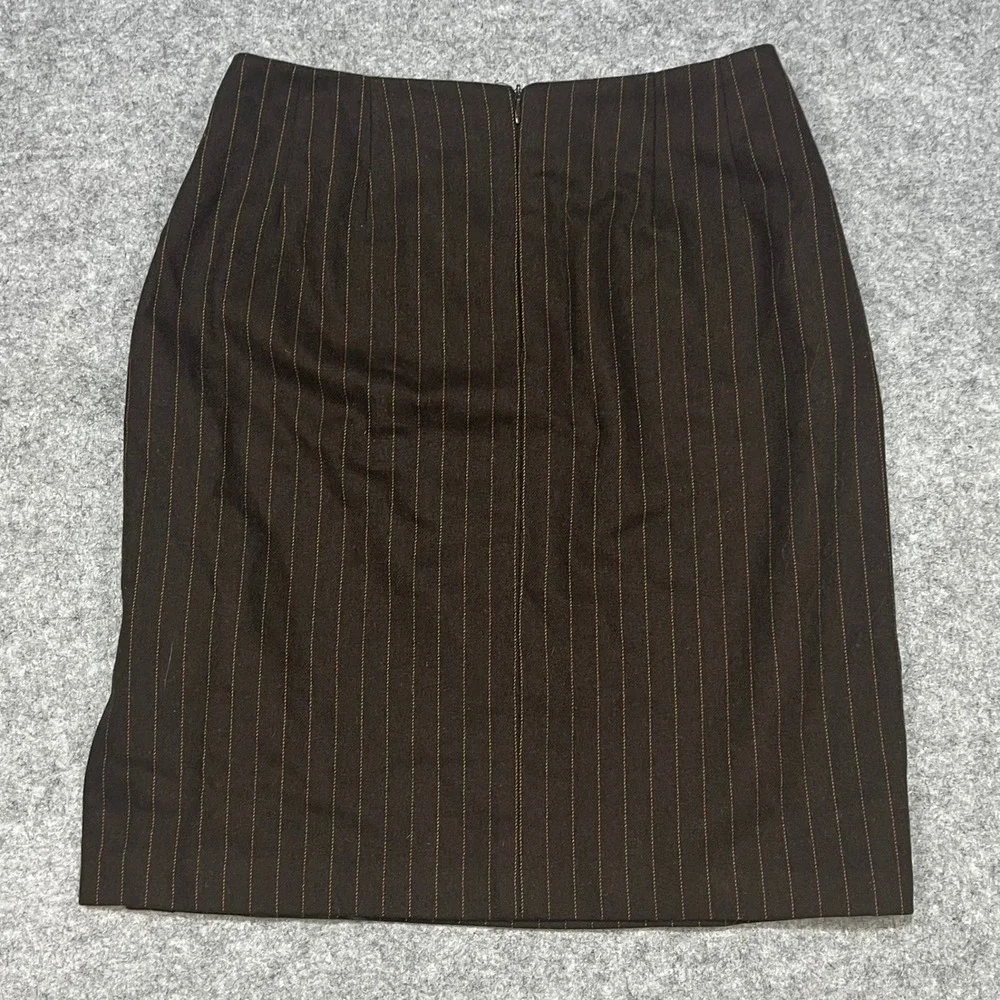 Vintage‎ Willi Smith Collection Women's Brown Pinstripe Wool Blend Midi Skirt